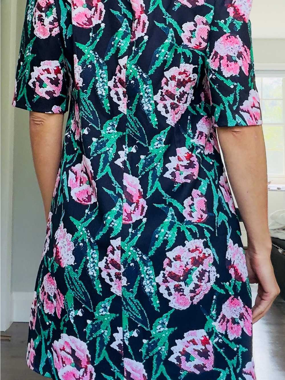 Embroidered Floral A-Line Dress with Pink tulips🌷 - Picture 2 of 5